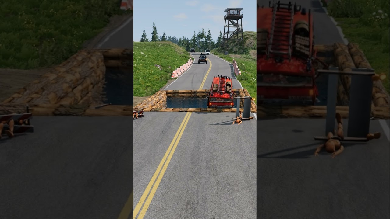 Машины против огромной ямы с водой #19 BeamNG Drive