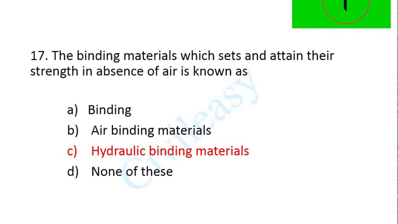 Previous year questions- Topic- LIME- Kerala PSC Civil Engineering exams