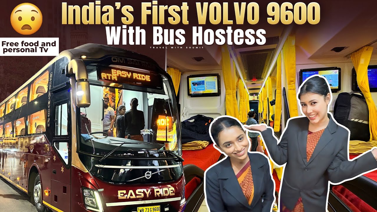 VOLVO 9600 with FEMALE CREW | Siliguri to Kolkata BEST Bus | Personal TV and FOOD 😨🔥