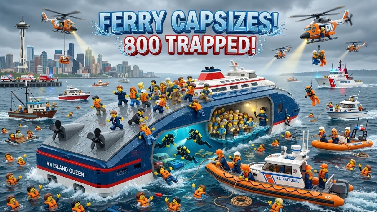 LEGO Ferry CAPSIZES! 🚢💀 800 Passengers Trapped - Mass Rescue! 😱