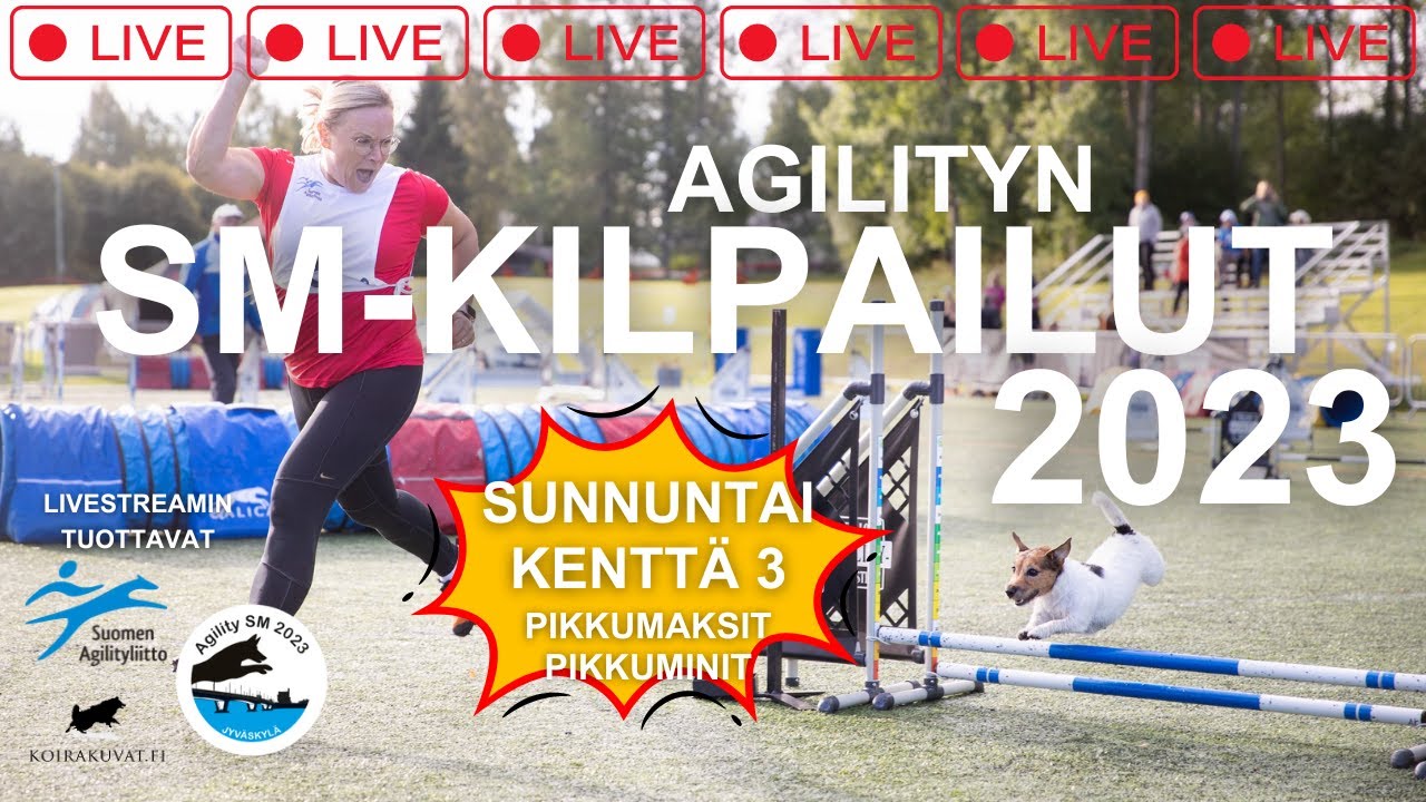 Agilityn SM 2023 Sunnuntai kenttä 3 joukkuehyppyrata