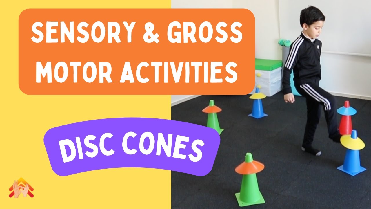 Sensory and gross motor activities for kids [Disc cones]