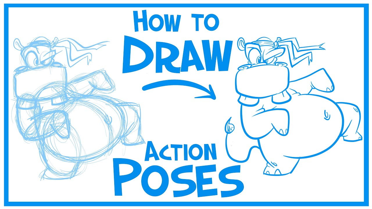 Let's Draw Action Poses: Cartoon Karate Hippo Pt. 1