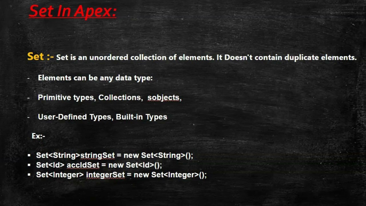 Set in Apex Salesforce #apex  #apexprogramming  #salesforce  #salesforcedeveloper