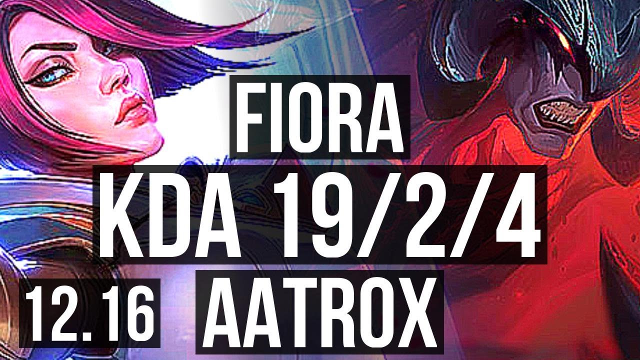 FIORA vs AATROX (TOP) | Quadra, 19/2/4, 1200+ games, Legendary, 1.0M mastery | KR Diamond | 12.16