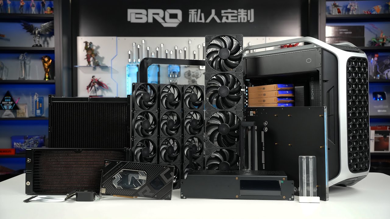 「BRO」4K Water Cooled PC Build Cooler Master COSMOS ALPHA With 1080+360 Radiator #pcbuild