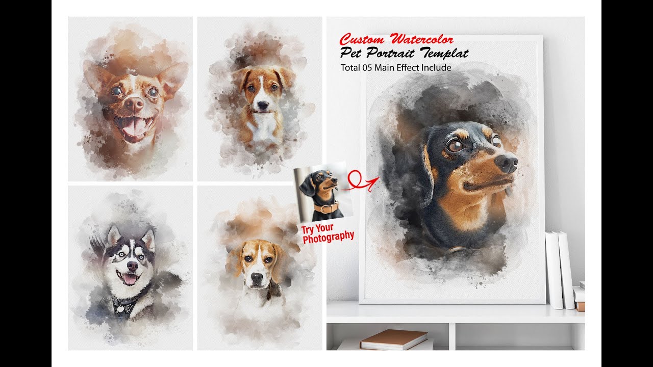 Watercolor Puppy Painting Effect