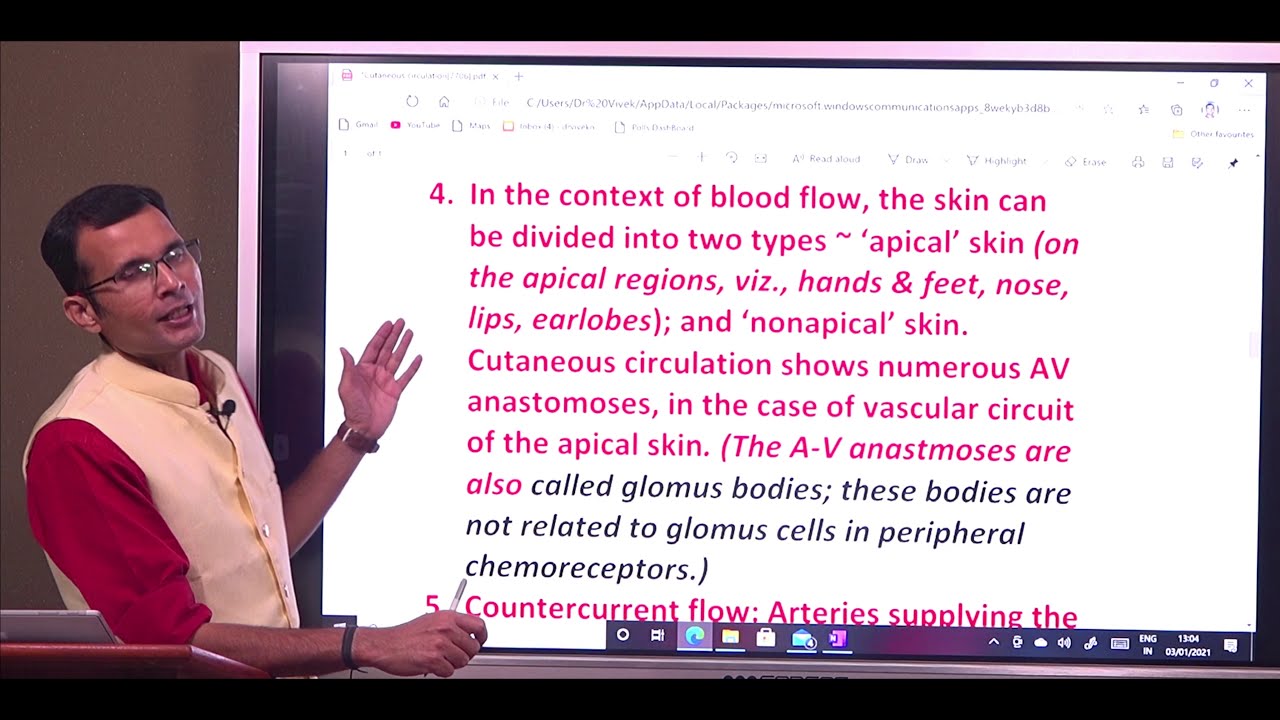 Cutaneous circulation:- The salient features  #viveksirsphysiology #vsp