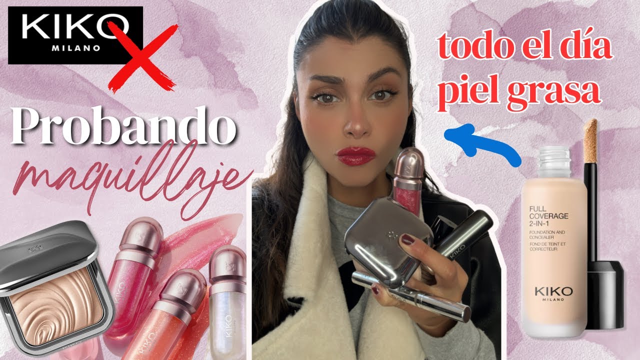 😱Probé maquillaje KIKO en piel grasa todo el día! ...😳 Vale la pena? | KAREN GUP