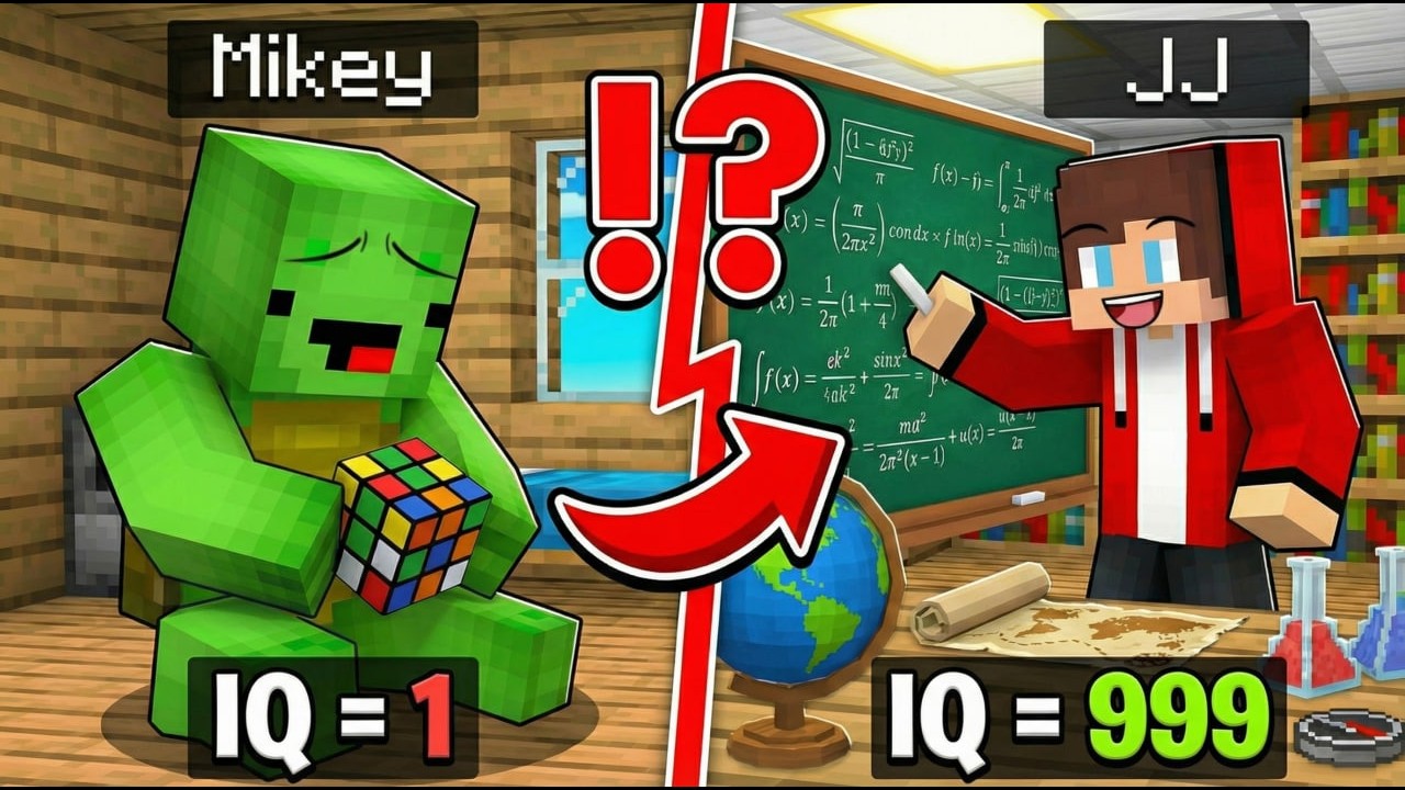Тест на IQ JJ против Майки: испытание &laquo;Новичок с IQ 1 против Умника с IQ 999&raquo; в Minecraft &mdash; испыт...