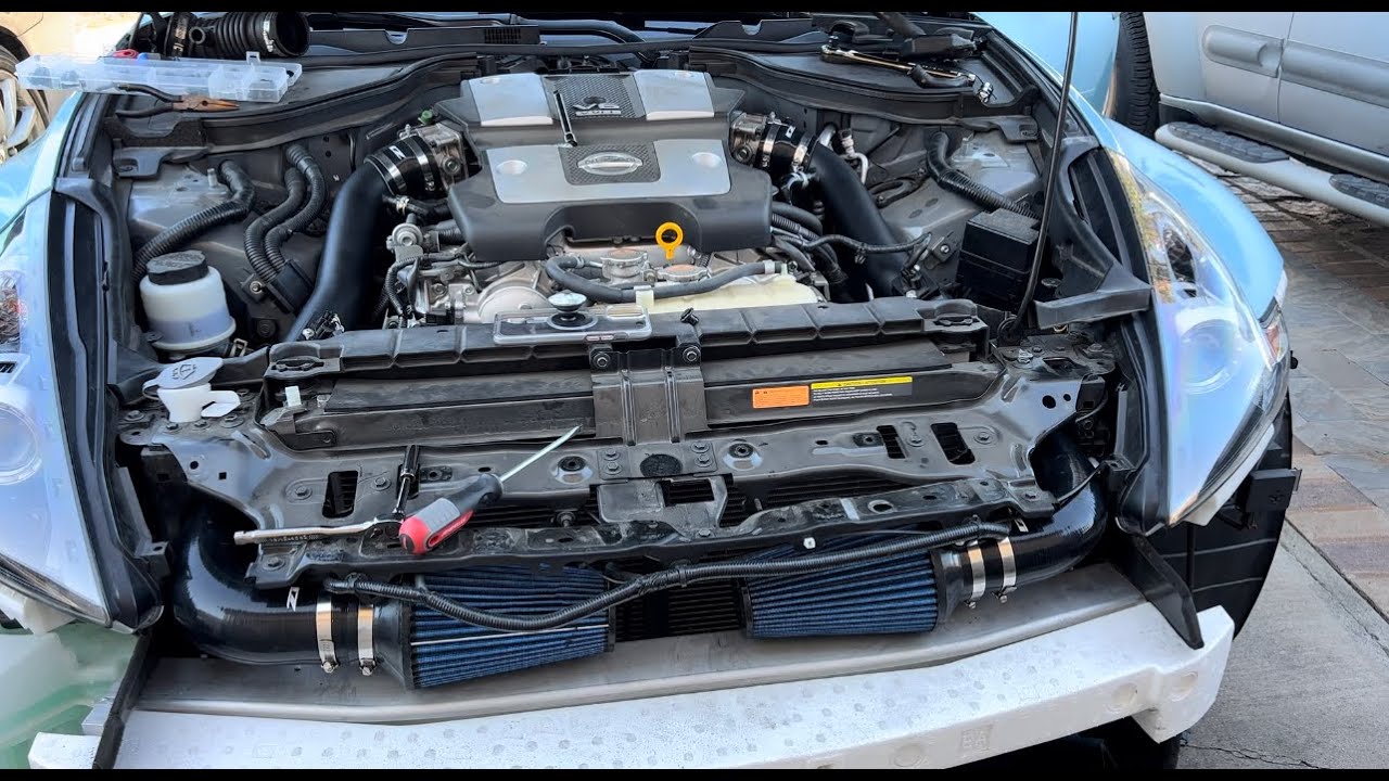 Z1 motorsport cold air intake install on a 370z