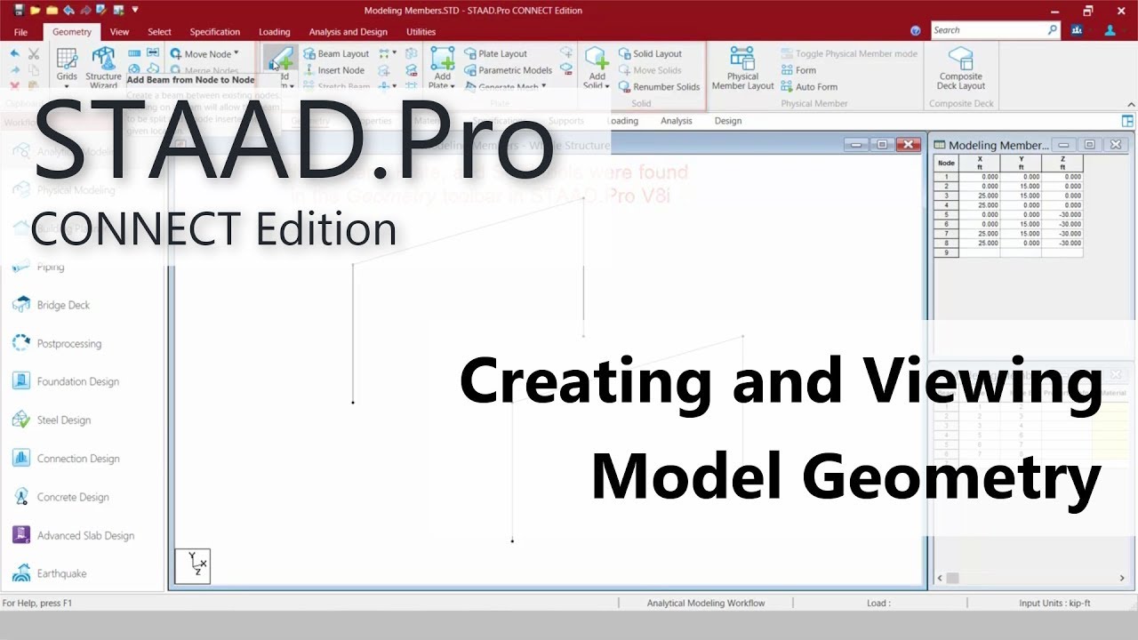 Moving to STAAD.Pro CONNECT Edition: 03 Create and View Model Geometry
