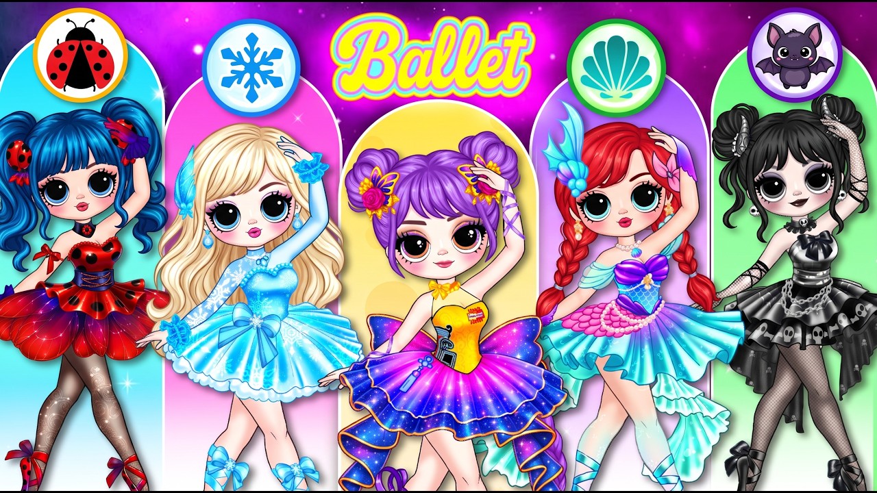 Милые принцессы-балерины в ярких нарядах