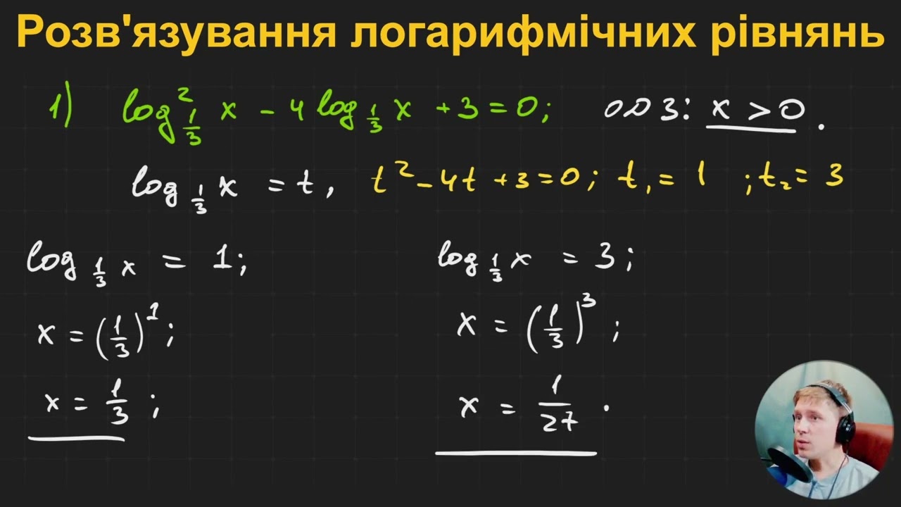 11А2.6. Розв'язування логарифмічних рівнянь