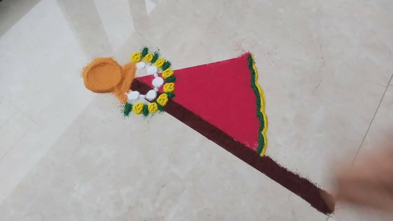 Beautiful Gudhi Padwa Rangoli Design Step by Step | Festival Special Rangoli#Festivalvibes#viral