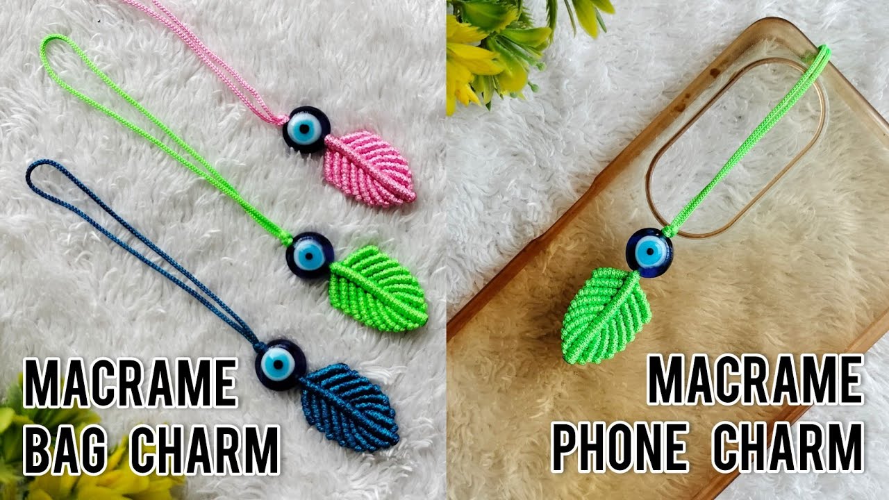 Macrame Phone Charm | Macrame Bag Charm | Micro Macrame Leaf | Step by Step Tutorial for Beginners