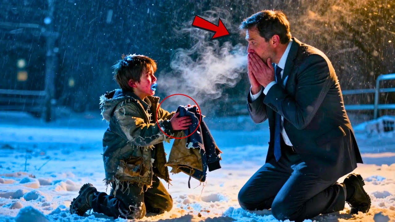 „Weź moją kurtkę, mi jest ciepło...” — kłamał chłopiec siniejąc na mrozie. Prezes upadł na kolana.
