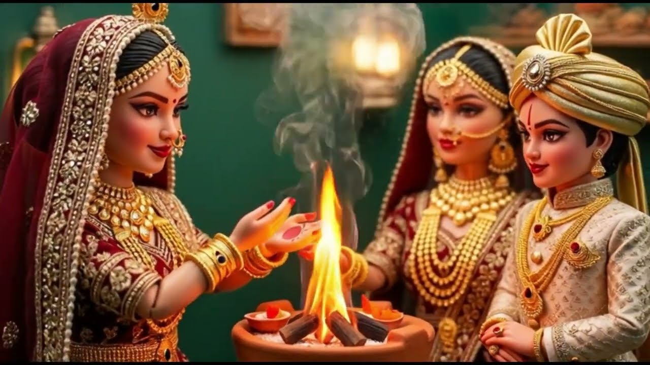 Miniature Indian Village Wedding 🔥 Super Dramatic Fire Glow Scene | Royal Doll Wedding Cinematic 8K