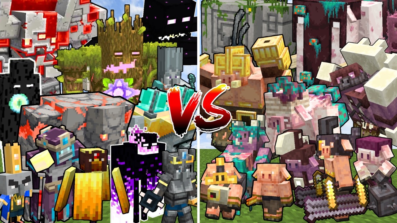 All MINECRAFT DUNGEONS MOBS vs ALL MINECRAFT LEGENDS MOBS | Minecraft Mob Battle