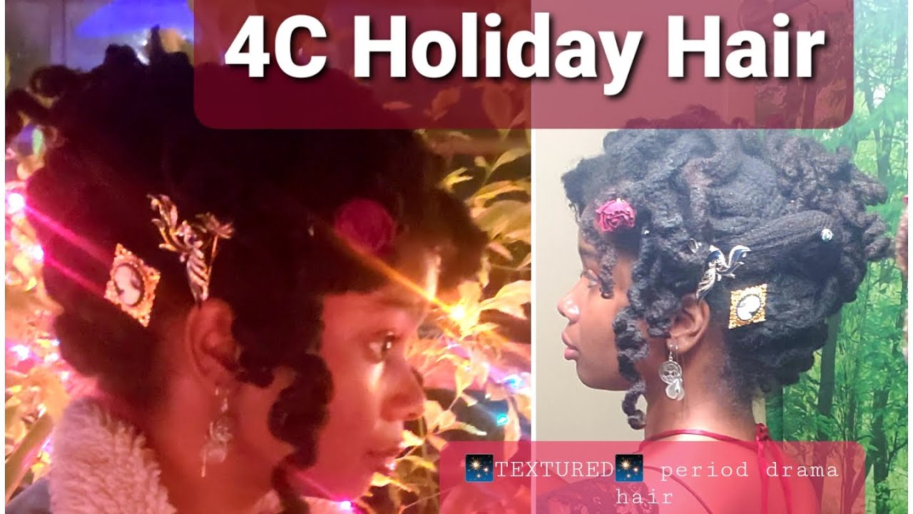 Period Drama Updo for 4c hair | Christmas Natural Hair Style 🥛🍪🎄