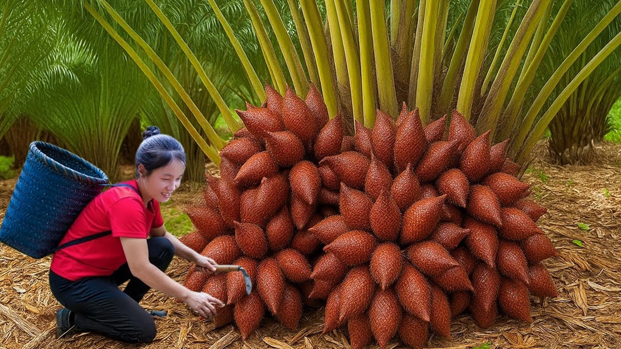 Harvest Wild Red Serpent Fruit on The Hill Goes to market Sell, Animals care | Susan Daily Life