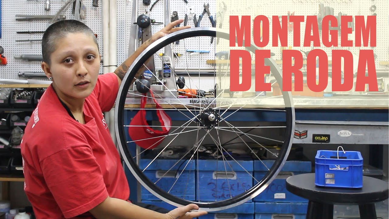 Como montar roda de bicicleta (32 furos cruzando quatro, serve para 36 furos também)