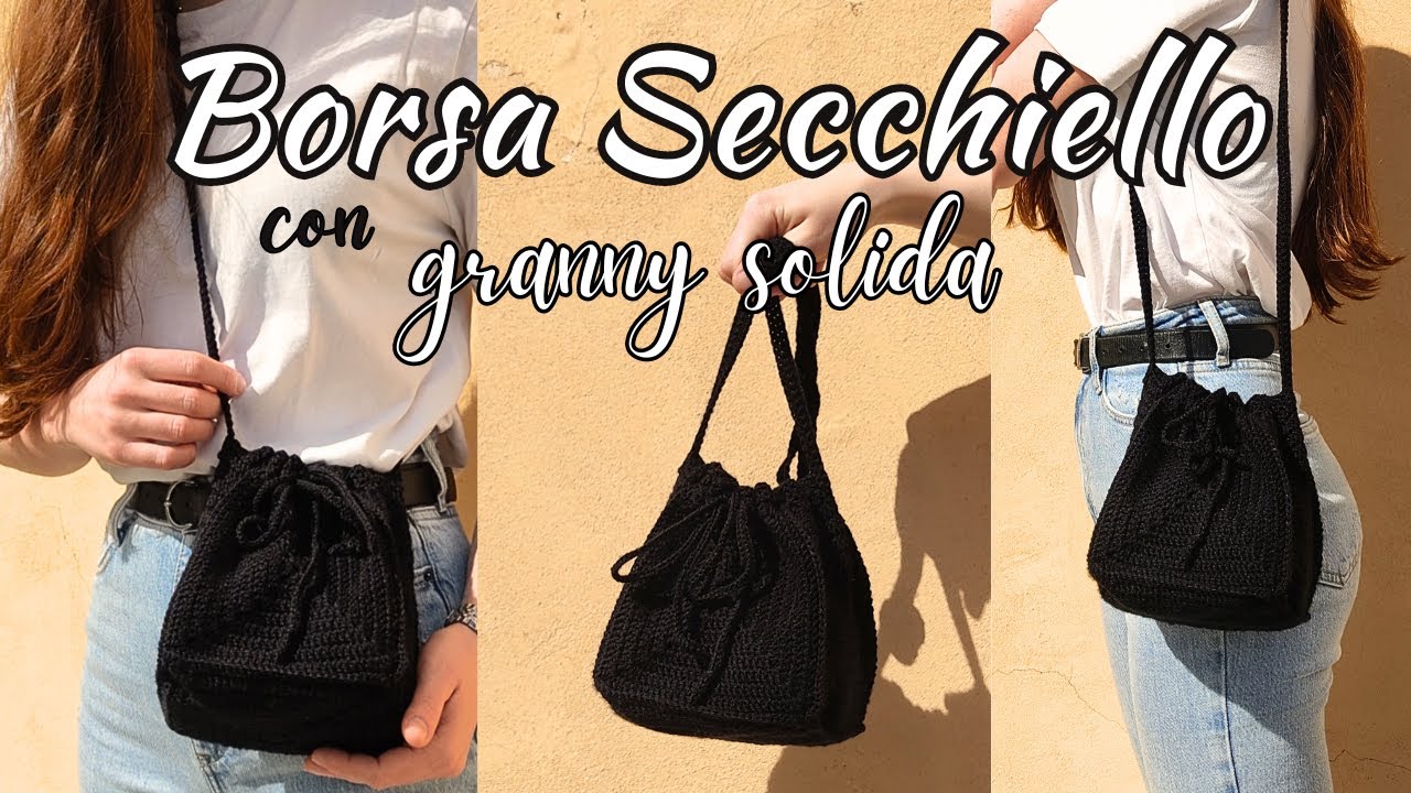 Borsa Secchiello con Granny Solida | Super facile per principianti | Tutorial Uncinetto