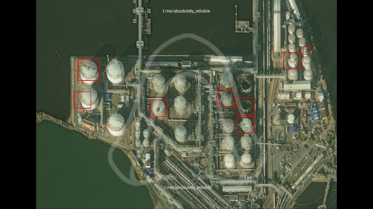 Satellite Imagery of Saint Petersburg After Drone Strike: Oil Terminal, Oil Depot, Ozon Warehouse