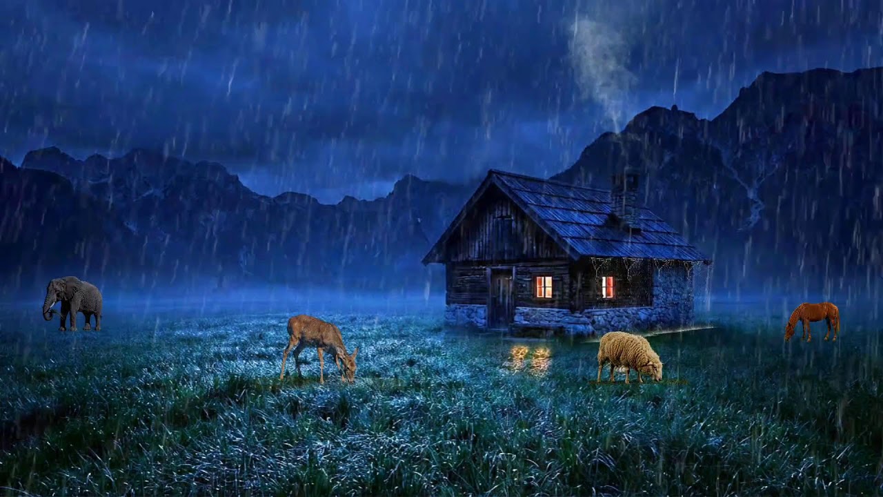 🌙 Cozy Rainy Night in Cabin | Relaxing Rain Sounds for Sleep