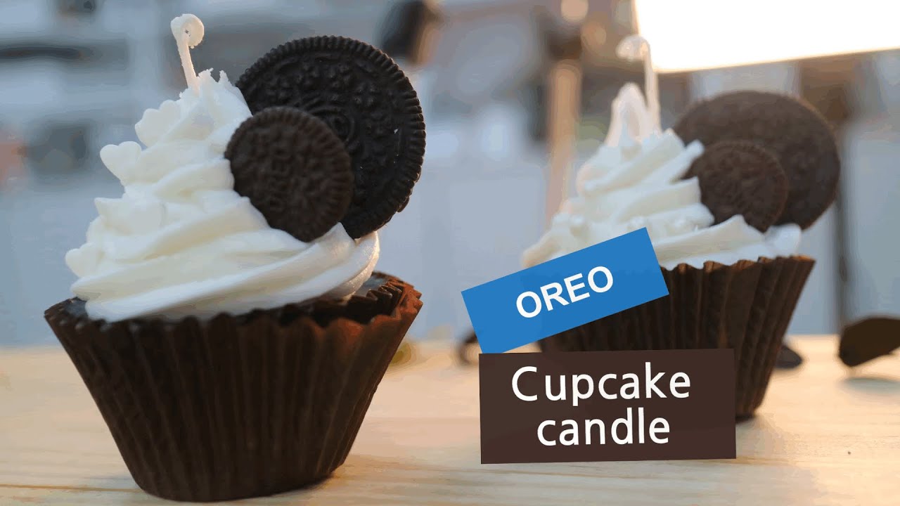 DIY OREO cupcake candle : 오레오 컵케이크 캔들 만들기,오레오 초코 머핀 캔들 레시피