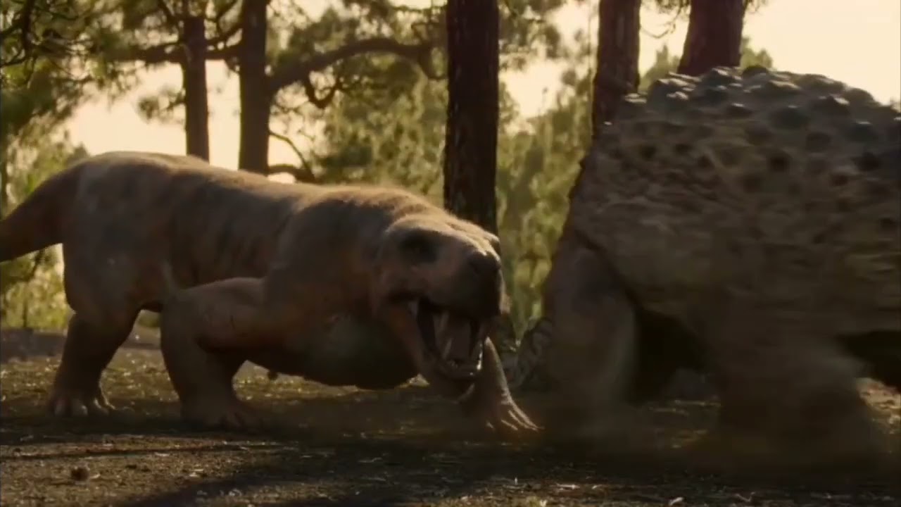 Life on our Planet (2023) Gorgos hunt scutosaurus Last