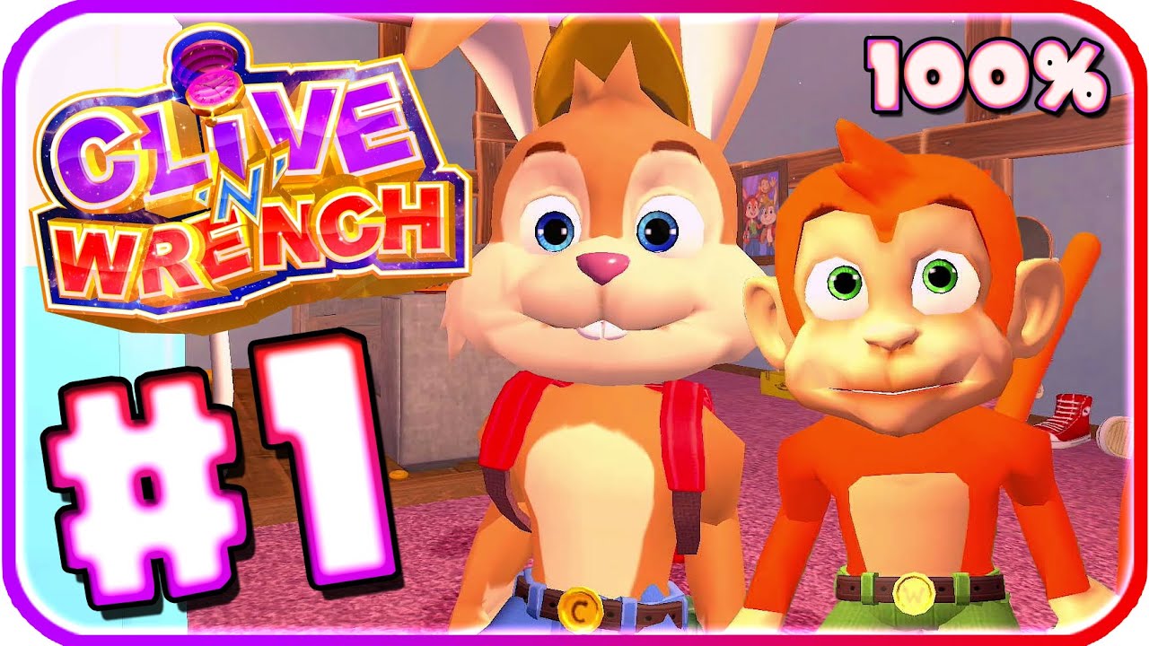 Clive 'N' Wrench Walkthrough Part 1 (PS4) 100% - Bunny, I Shrunk the Chimp