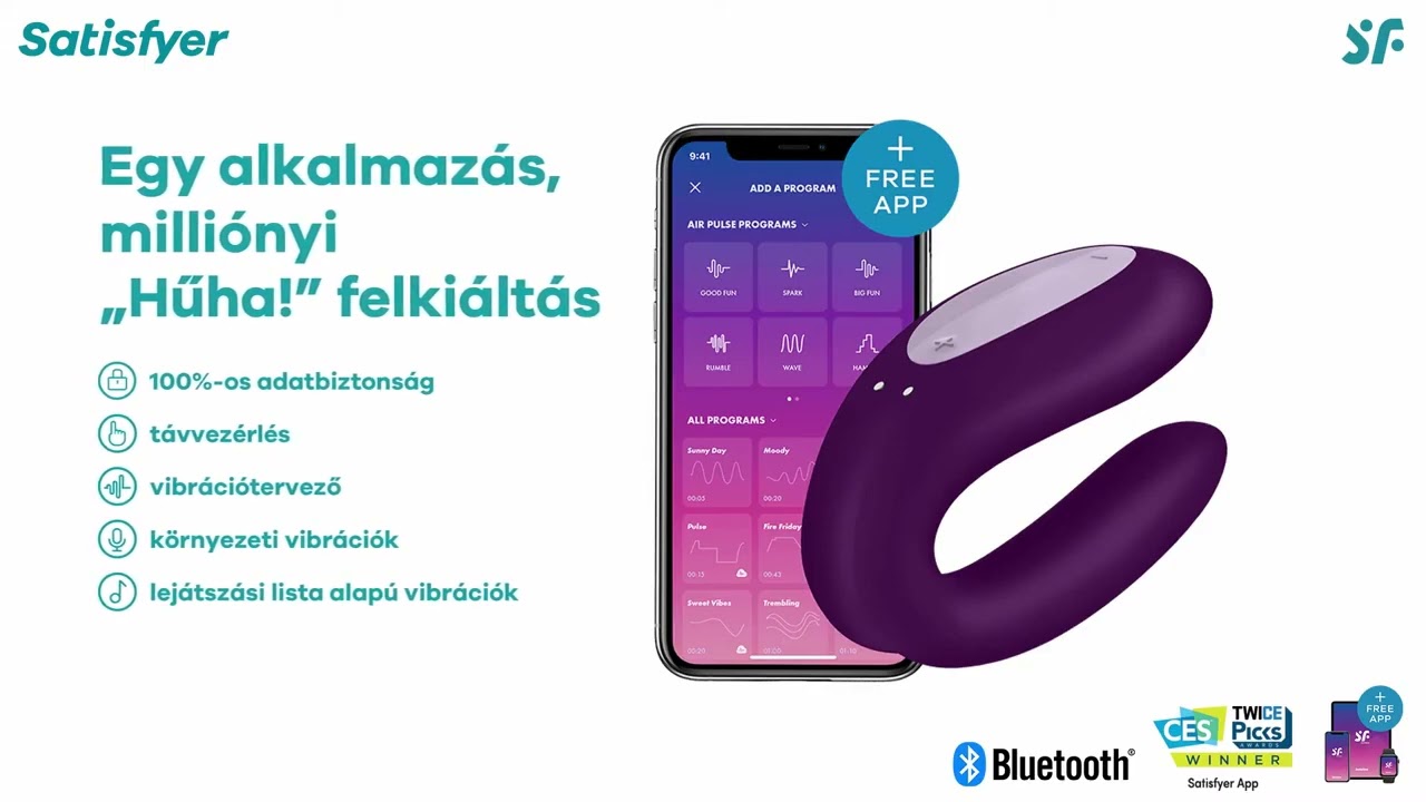 SATISFYER DOUBLE JOY - OKOS, AKKUS, VÍZÁLLÓ PÁRVIBRÁTOR