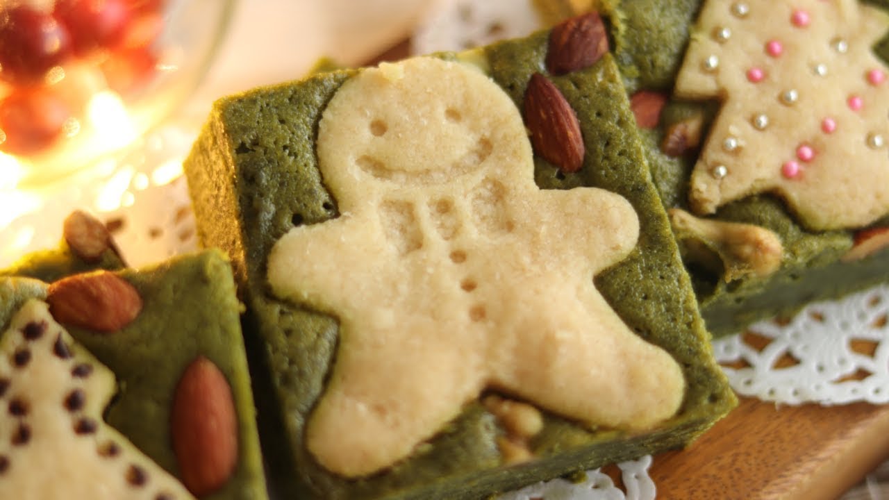 クッキーをのせた抹茶ブラウニー Matcha Brownie｜クリスマスのお菓子#2｜HidaMari Cooking