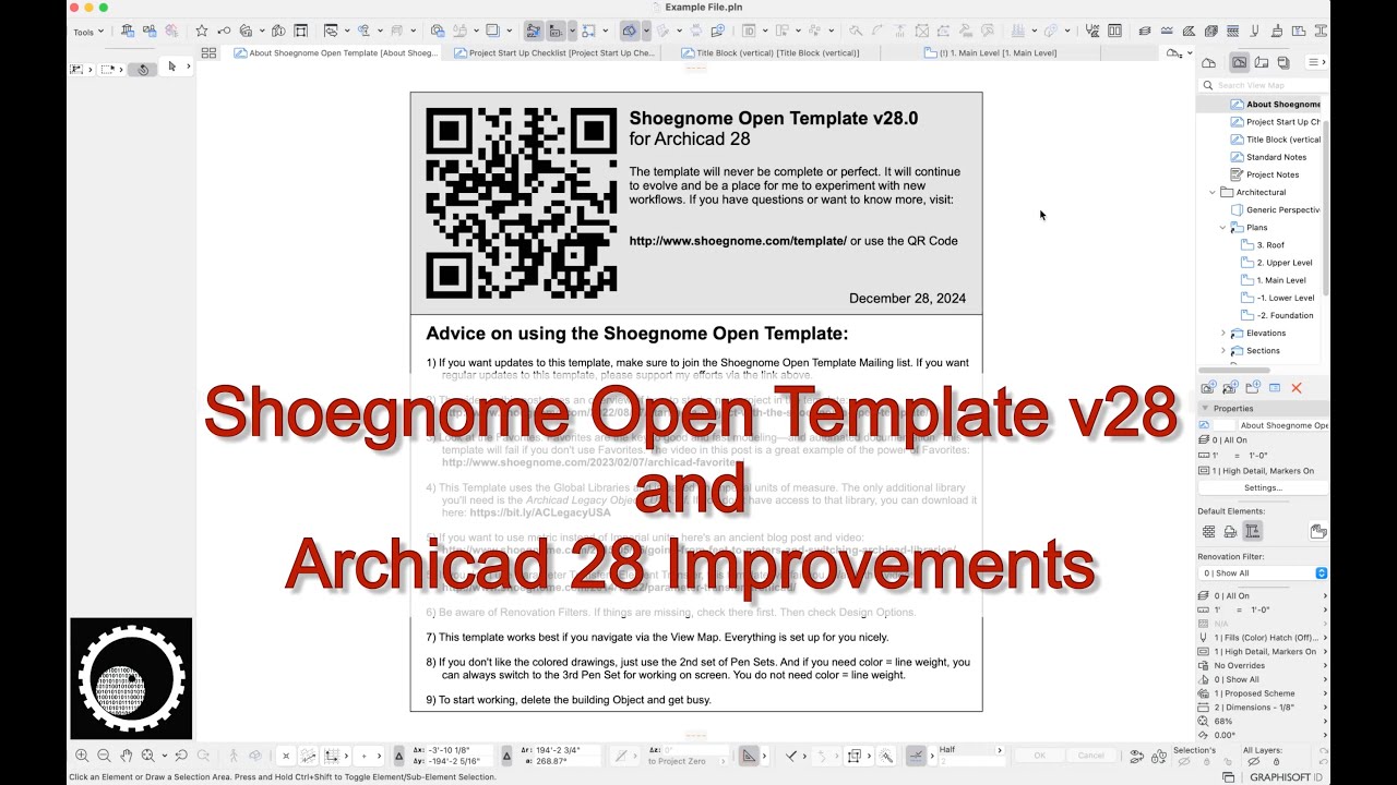 Archicad Tutorial #104: Shoegnome Open Template v28 and Archicad 28 Improvements