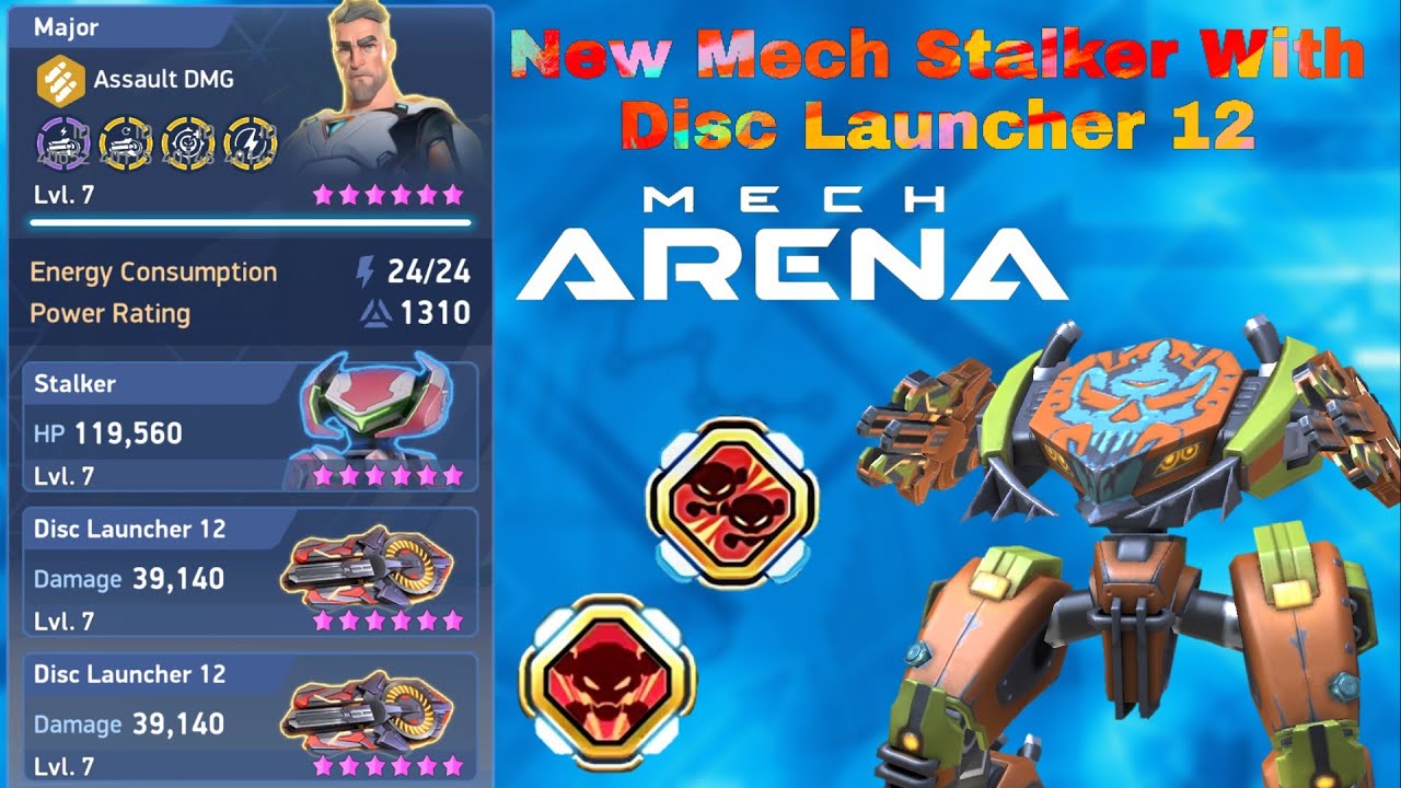 New Mech Stalker! With Disc Launcher 12-Major Pilot⚡MECH ARENA