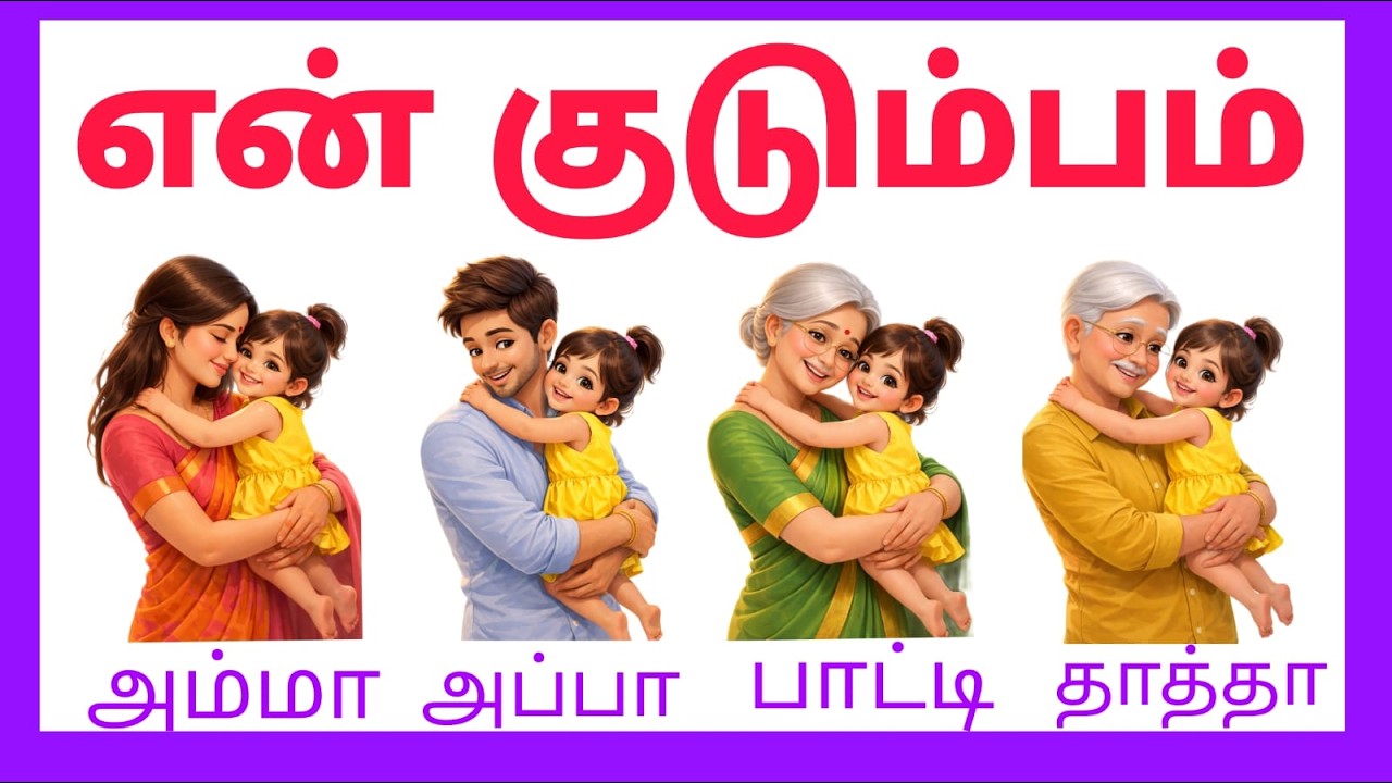 Learn Family Members in Tamil | என் குடும்பம் | Kids Educational Video #enkudumbam #tamil #youtube