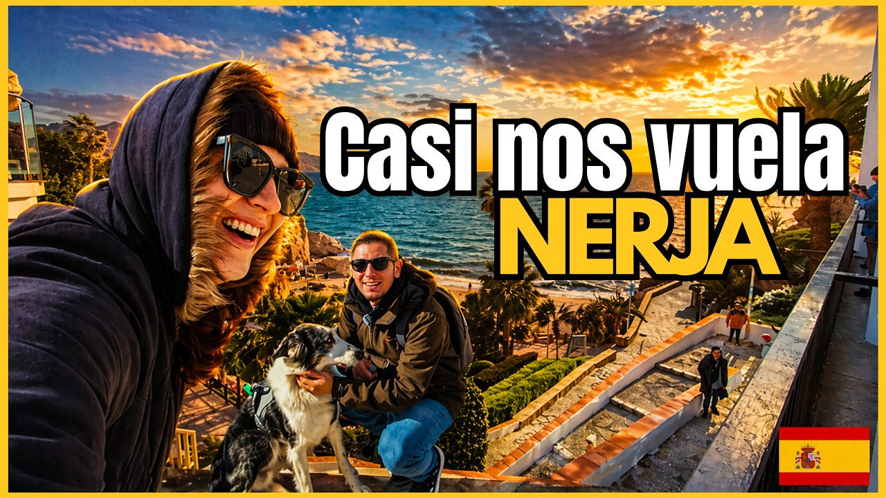 ¿NERJA en invierno? ❄️ Casi nos vuela el viento en el BALCÓN DE EUROPA