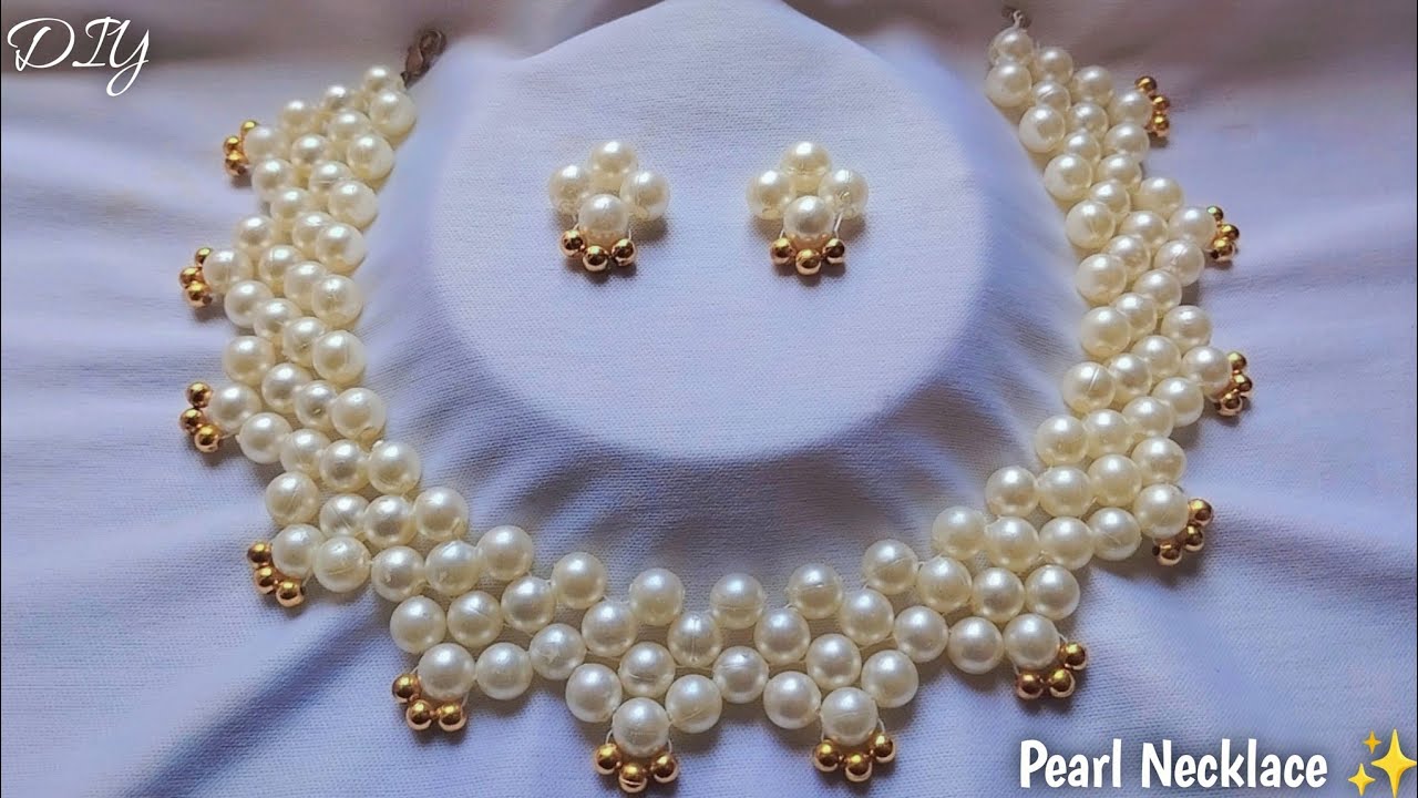 How To Make Pearl Necklace // At Home // Necklace Tutorial // Designer Necklace // Easy To Make