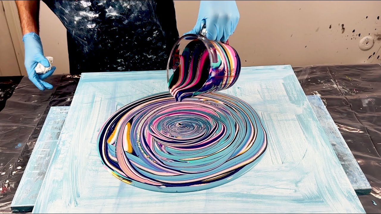 Wrecked Ring Pour~Acrylic Painting~Leftover Paints~Acrylic Pouring~222