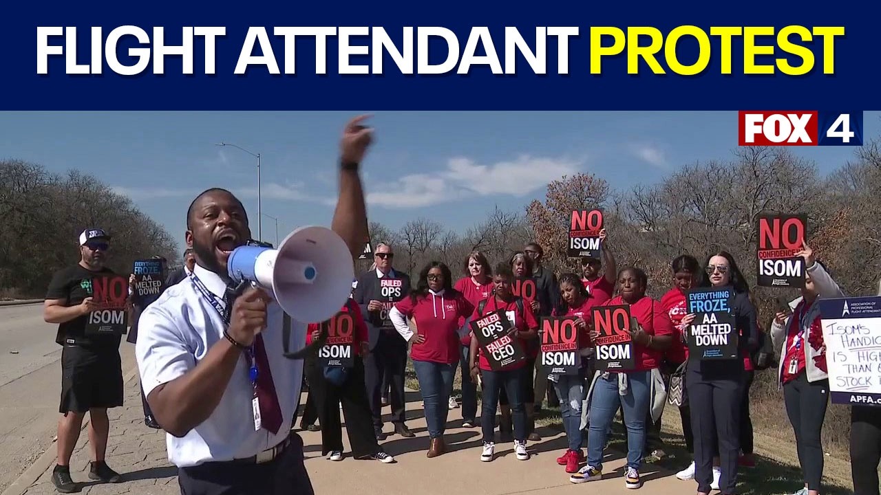 American Airlines flight attendants protest