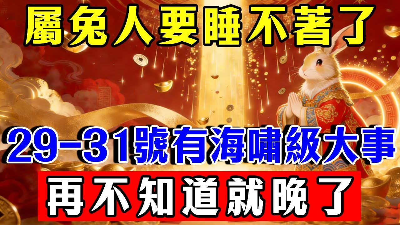 屬兔人要睡不著了！出大事了！1月29-31號將迎來「海嘯級」大事，再不知道就晚了！#生肖 #運勢 #命理 #屬相 #風水 #財運 #佛陀 #佛學 #佛法 #佛教 #修行 #智慧 #因果 #佛家