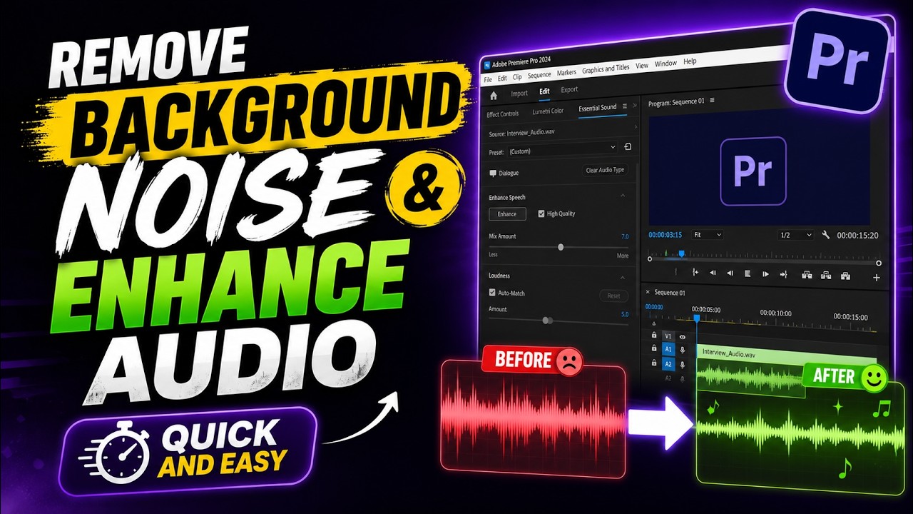 How to Remove Background Noise and Enhance Audio in Premiere Pro | Clean Audio Fast