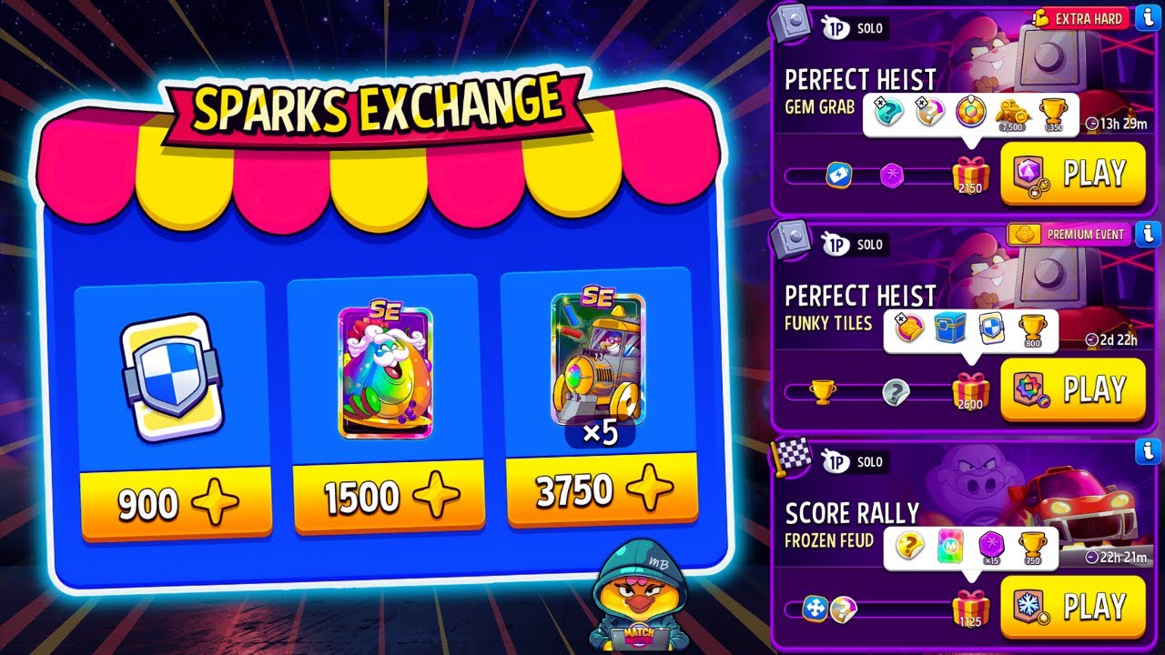 SPARKS EXCHANGE🔥 x3 Solo: EXTRA HARD Gem Grab, Funky Tiles, Frozen Feud #matchmasters