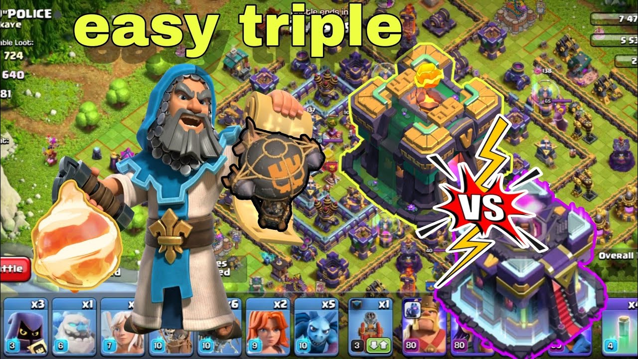 New TH14 destroyed max TH15 with fireball rocket loons 🗿🫢😱 #coc #fireball #th14attackstrategy 