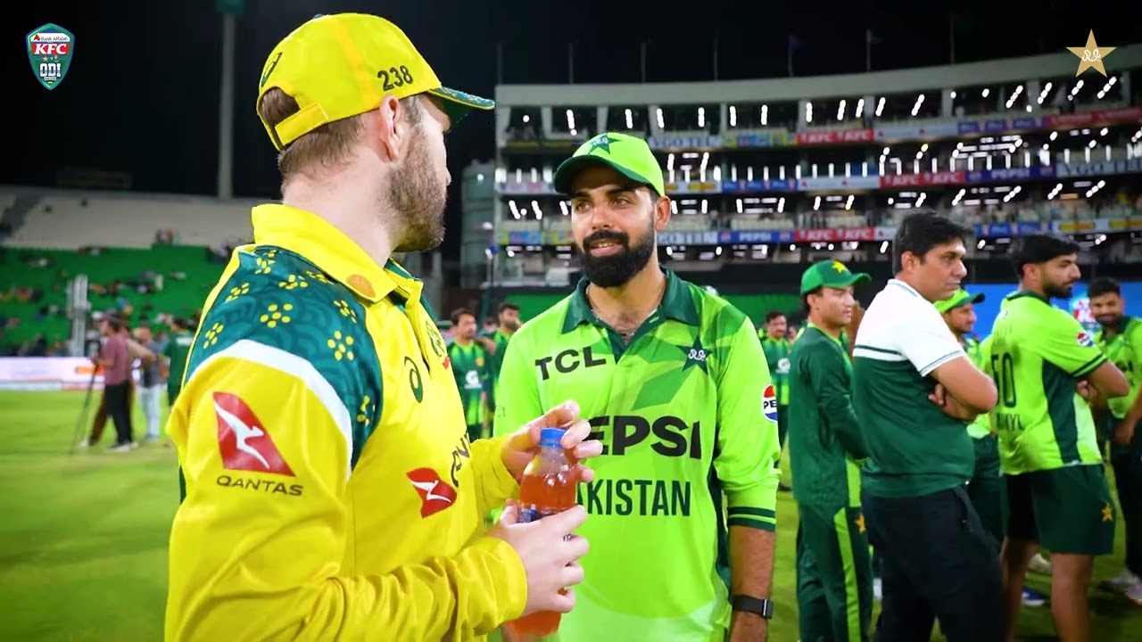 Pakistan and Australia players share warm interactions after the ODI series 🇵🇰🇦🇺🤝