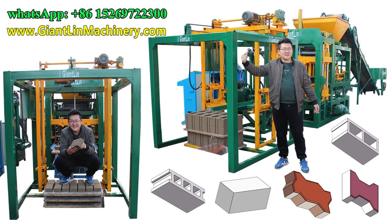 Automatic concrete hollow block moulding machine, pavement brick machine QT4-18 mold changeable