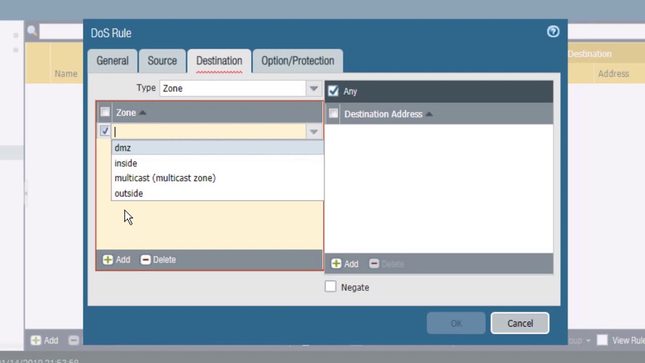 Configuring DoS Protection Policy