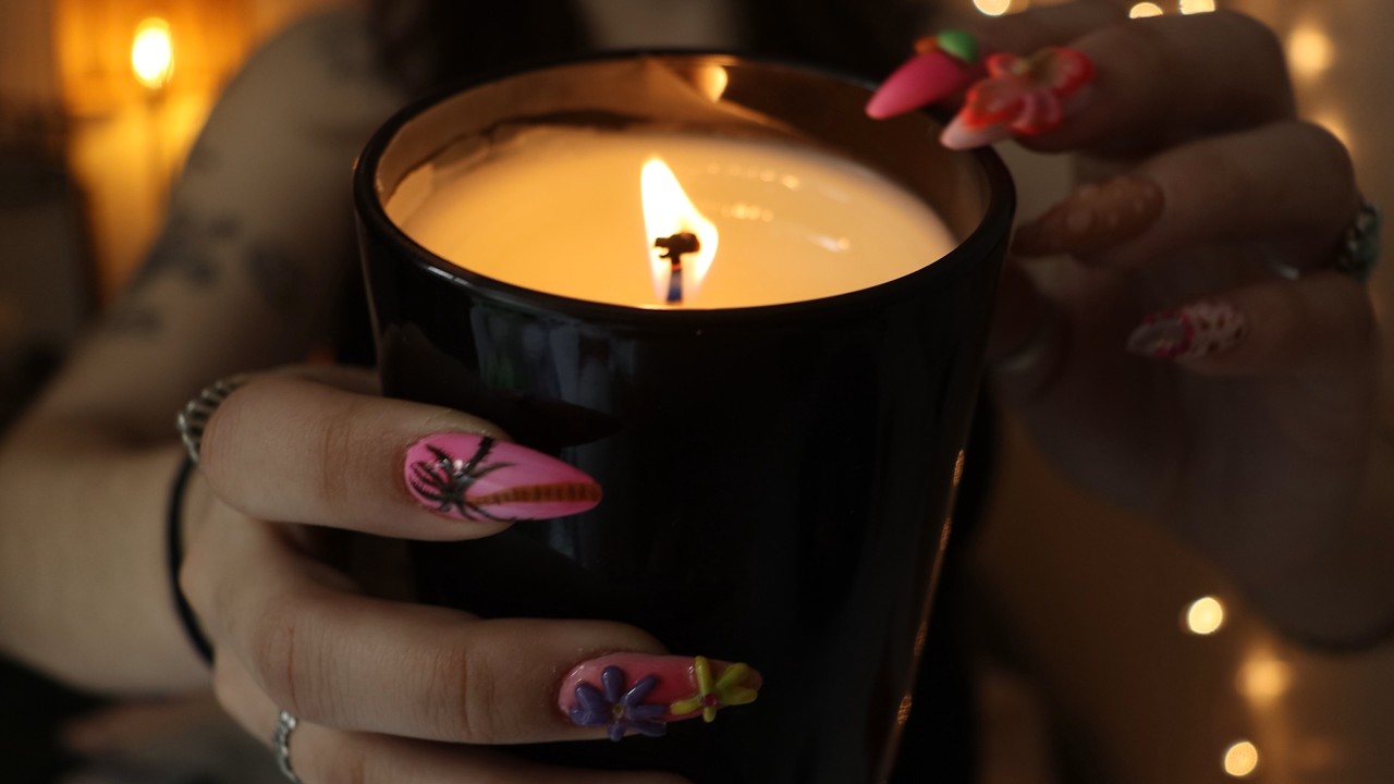 ASMR | Bright Gel Nails Tapping 💅 Slow Whispers, Candlelight & Incense (Super Relaxing)