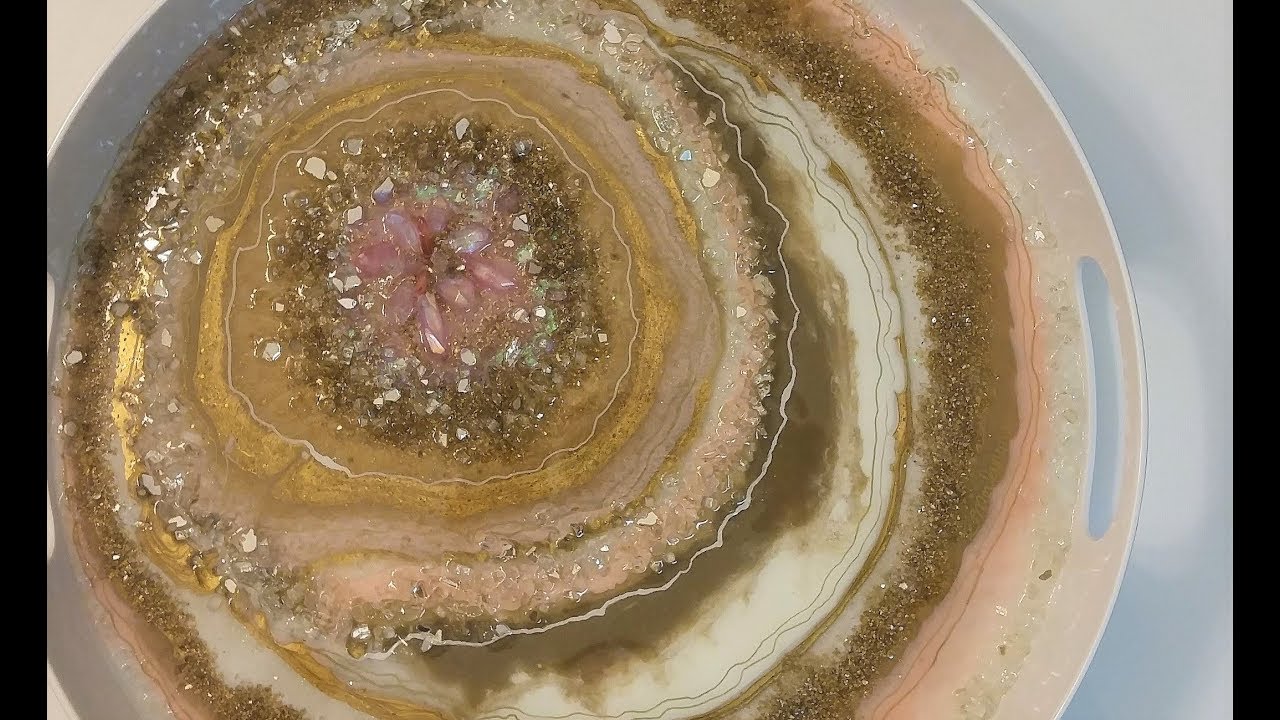 #41- A Pink And Gold Resin Geode Puddle Pour, On A Budget!